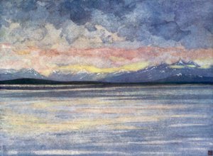 Norge: Fjell og fjord mot Molde (farge litho)