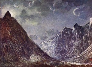 Norge: Romsdals Horn (farge litho) av Nico Jungman