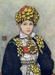 Norge: Saetersdalen Bride (farge litho) av Nico Jungman