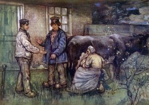 Salget av en ku (farge litho) av Nico Jungman