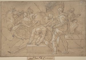 Historisk scenekomposisjonsstudie for Chapelle de Guise, 1500-tallet. av Nicolò dell