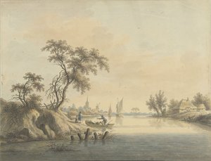 Utsikt over landsbyen Elst aan de Maas