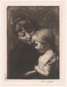 Kvinne med barn av Nicolaas van der Waay (signed by artist)