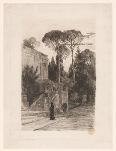 Monumental bygning med hage av Nicolaas van der Waay