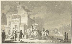 Reisegruppe for vertshus om natten av Nicolaes Aartman