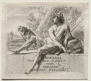 Animalia: Frontispice, Shepherd and Dog av Nicolaes Berchem
