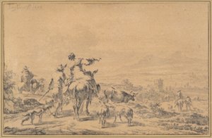 Gjeter i et italiensk landskap av Nicolaes Berchem
