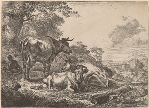 Hvilende kyr. av Nicolaes Berchem