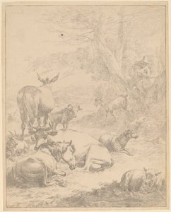 Hvilende flokk. av Nicolaes Berchem