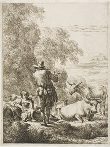 Shepherd spiller på fløyte av Nicolaes Berchem