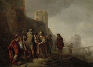 Legatene til Alexander den store investerer gartneren Abdalonymus med insigniene til kongedømmet av Sidon, 1649 av Nicolaes Knüpfer