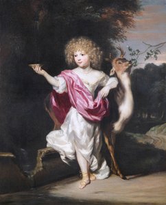 ""Portrait of a girl with a hjort"" (Portrait of a girl with a hjort) Maleri av Nicolaes Maes (1634-1693), - Olje på lerret Dim 58x49 cm Fondation Custodia av Nicolaes Maes