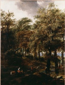 En vei gjennom en skog av Nicolaes Pietersz. Berchem