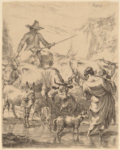 Flok som krysser bekken av Nicolaes Pietersz Berchem