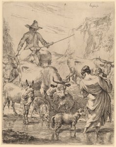Flok som krysser bekken av Nicolaes Pietersz Berchem