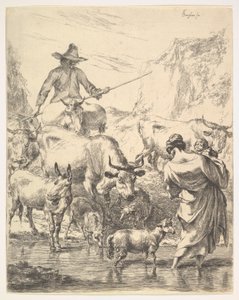 Flokken som krysser strømmen. av Nicolaes Pietersz. Berchem