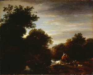 Bønder på en Ford av Nicolaes Pietersz. Berchem