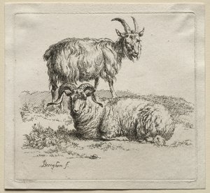 Vær og geit. av Nicolaes Pietersz. Berchem