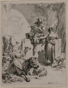 Piping Shepherd, 1652. av Nicolaes Pietersz. Berchem