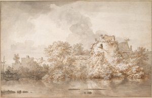 Elvelandskap nær Montfoort av Nicolaes Pietersz. Berchem