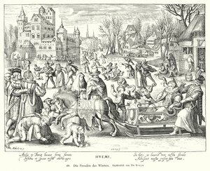 Vinterens gleder (kobbergravering) av Nicolaes de (after) Bruyn
