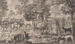Adam og Eva i paradis, 1631., 1631. av Nicolaes de Bruyn