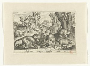 Aper, katter og mus Animalivm qvadrvpedvm (serietittel) Dyr i landskap (serietittel) av Nicolaes de Bruyn