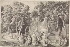 Bondefamilie i en skog av Nicolaes de Bruyn