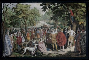 Forkynnelsen av døperen Johannes ved bredden av Jordanelven av Nicolaes de Bruyn