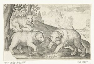 tre bjørner Animalivm qvadrvpedvm (serietittel) Dyr i landskap (serietittel) av Nicolaes de Bruyn