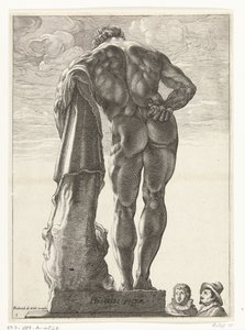 Hercules Farnese Hercules Victor (tittel på objekt) Tre antikke statuer i Roma etter Goltzius (serietittel) av Nicolaes de Bruyn