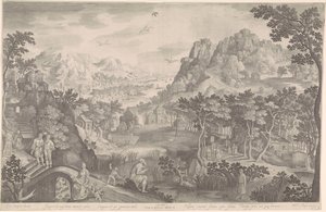 Hosea og den utro kvinnen i et landskap av Nicolaes de Bruyn