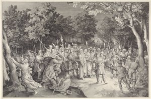 Judas kyss og arrestasjon av Kristus av Nicolaes de Bruyn