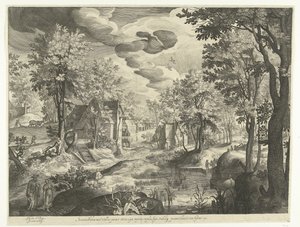 Landskap med Hagar og Ismael av Nicolaes de Bruyn