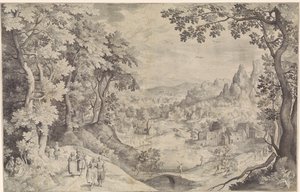 Landskap med rådyrjakt av Nicolaes de Bruyn