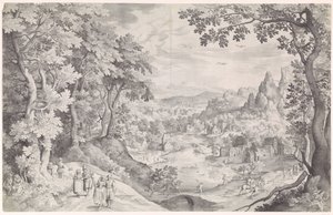 Landskap med rådyrjakt av Nicolaes de Bruyn