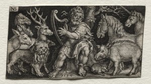 Orfeus sjarmerer dyrene av Nicolaes de Bruyn