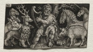 Orpheus sjarmerer dyrene, 1594. av Nicolaes de Bruyn