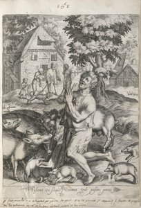 The Prodigal Son Among The Swine, plate 5 fra The Story of the Prodigal Son av Nicolaes de Bruyn