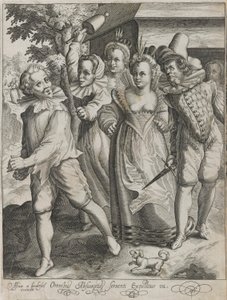 Den fortapte sønnen blir utvist fra en taverna, plate 4 fra The Story of the Prodigal Son av Nicolaes de Bruyn