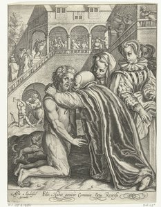 Den fortapte sønns hjemkomst Filio habet conuiuia laeta Reuerso (tittel på objekt) Tale of the Prodigal Son (serietittel) av Nicolaes de Bruyn