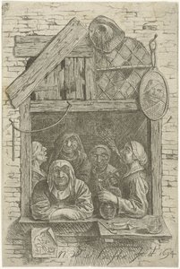 Fem kvinner i et vindu