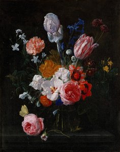 En bukett blomster i en krystallvase, 1662.