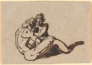 En mann og en kvinne omfavner av Nicolai Abildgaard