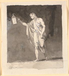 Diogenes skinner i mørket med en lykt av Nicolai Abildgaard
