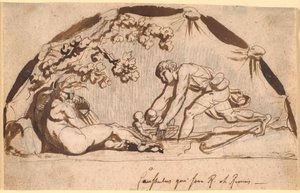 Hyrden Faustulus finner Romulus og Remus av Nicolai Abildgaard