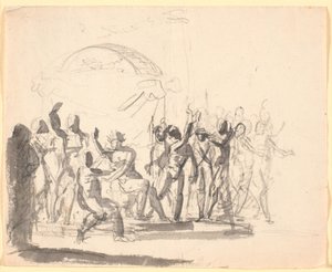 Komposisjon med en sittende konge omgitt av nakne figurer av Nicolai Abildgaard