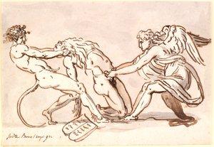 Erkeengelen Michael kjemper med djevelen om Moses legeme av Nicolai Abildgaard