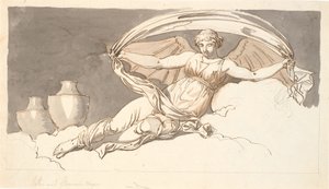 Natt, en hvilende kvinne med flaggermusvinger av Nicolai Abildgaard