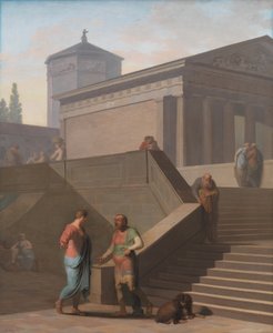 Pamphilius og hans tjener Davus. Fra Terences Andria av Nicolai Abildgaard